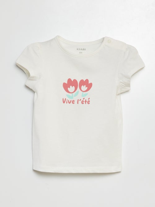 T-shirt de algodão com estampado - Kiabi