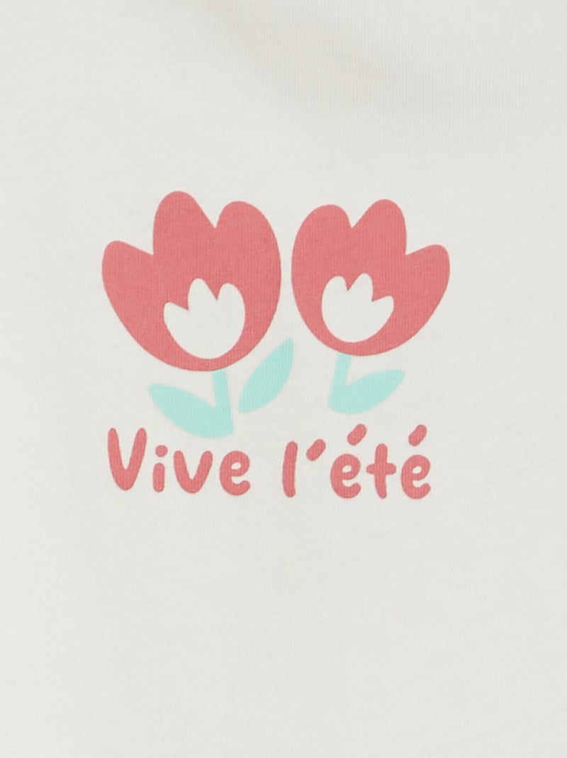 T-shirt de algodão com estampado BRANCO - Kiabi