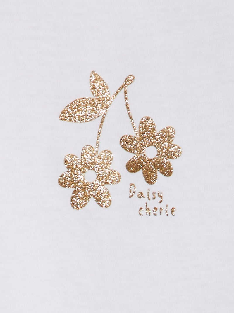 T-shirt de algodão com estampado BRANCO - Kiabi