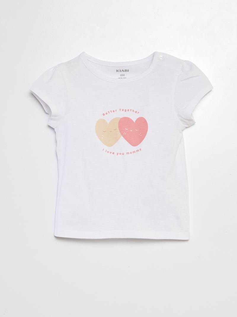 T-shirt de algodão com estampado BRANCO - Kiabi