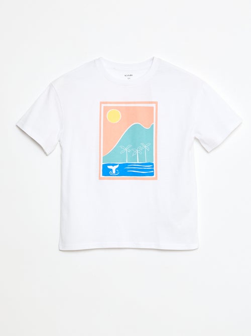T-shirt de algodão com estampado - Kiabi