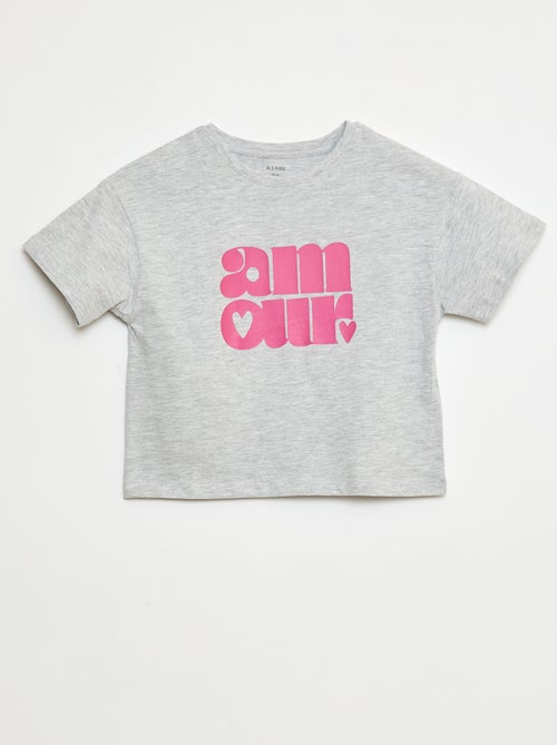 T-shirt de algodão com estampado - Kiabi
