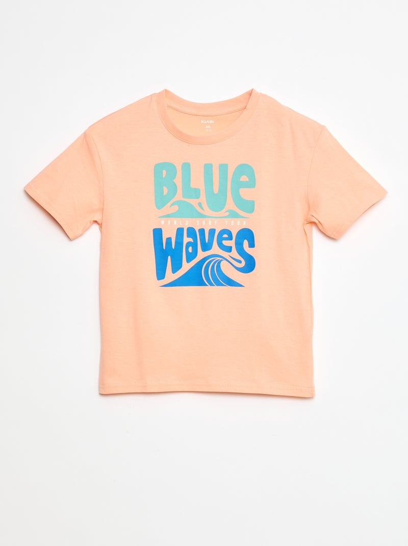 T-shirt de algodão com estampado Laranja - Kiabi