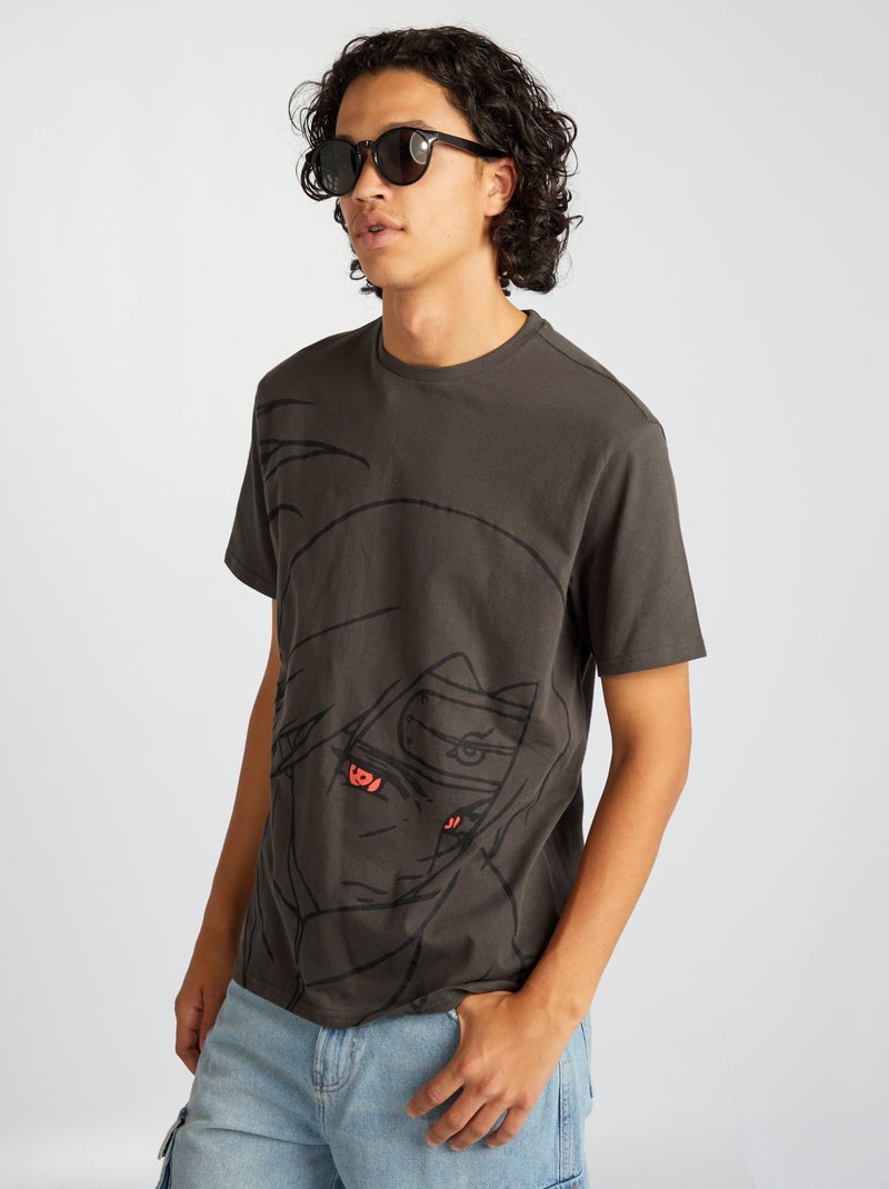 T-shirt de algodão com estampado 'Naruto' CINZA - Kiabi