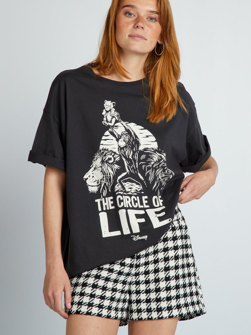 T-shirt de algodão com estampado 'O Rei Leão' PRETO - Kiabi
