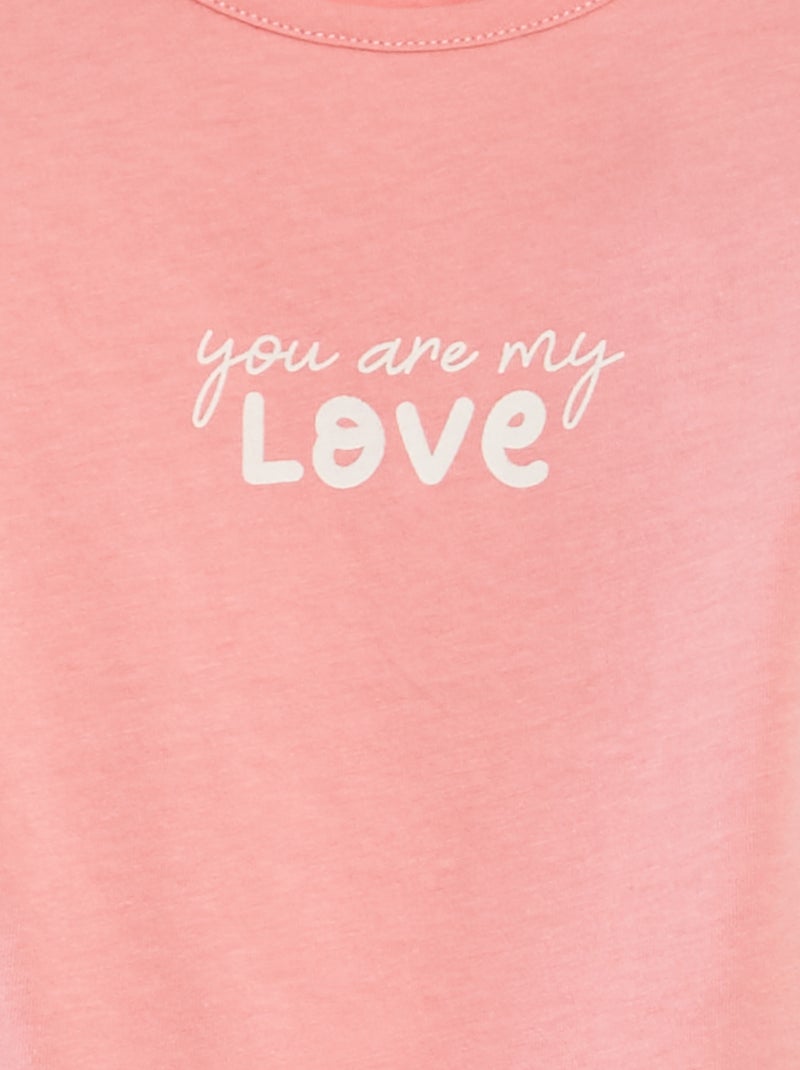 T-shirt de algodão com estampado ROSA - Kiabi