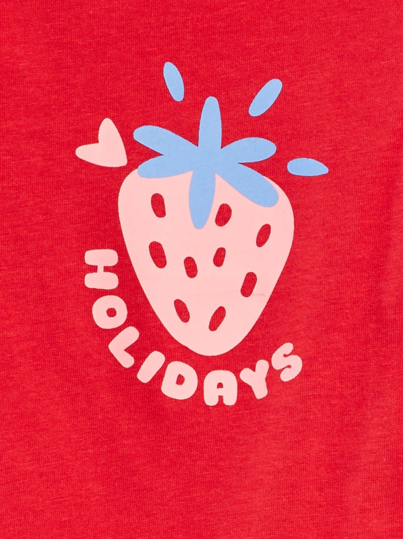 T-shirt de algodão com estampado VERMELHO - Kiabi