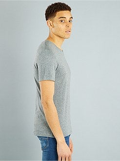 T-shirt de algodão com gola em bico - Kiabi