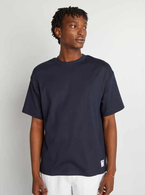 T-shirt de algodão com gola redonda - Kiabi