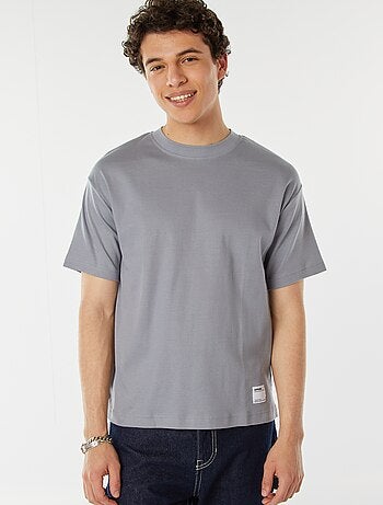 T-shirt de algodão com gola redonda