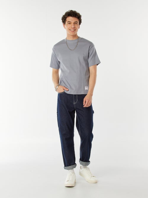 T-shirt de algodão com gola redonda - Kiabi