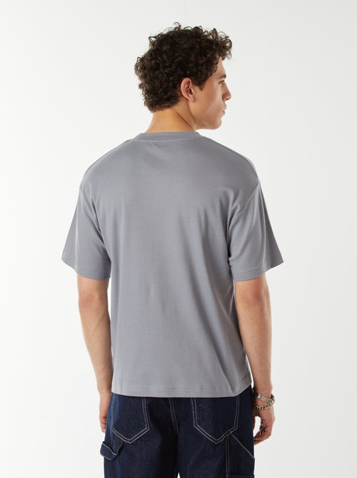 T-shirt de algodão com gola redonda - Kiabi