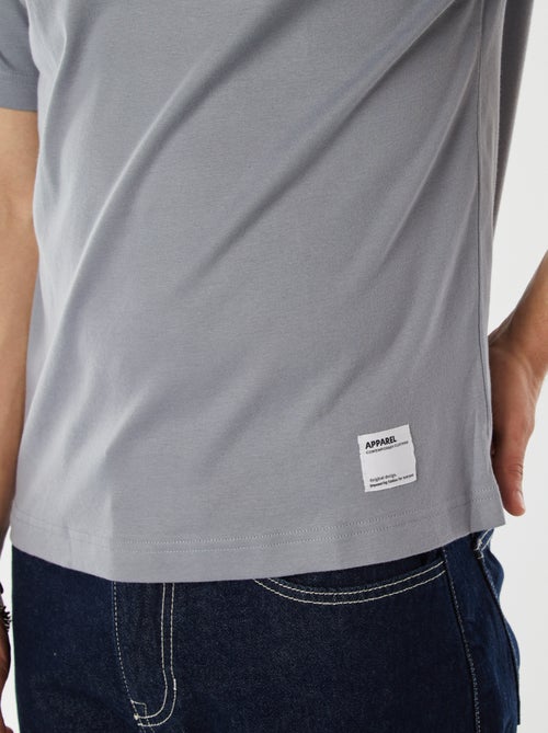 T-shirt de algodão com gola redonda - Kiabi