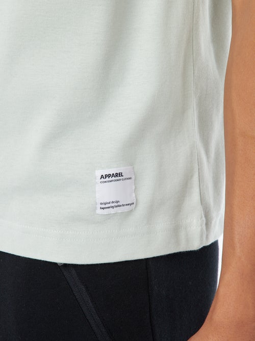 T-shirt de algodão com gola redonda - Kiabi