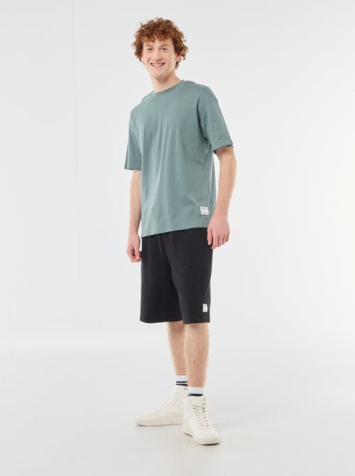 T-shirt de algodão com gola redonda - Kiabi