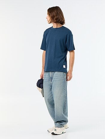 T-shirt de algodão com gola redonda