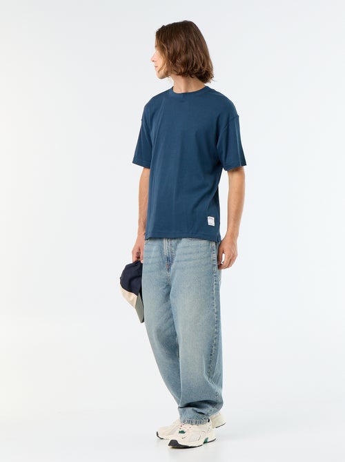 T-shirt de algodão com gola redonda - Kiabi