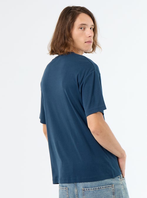T-shirt de algodão com gola redonda - Kiabi