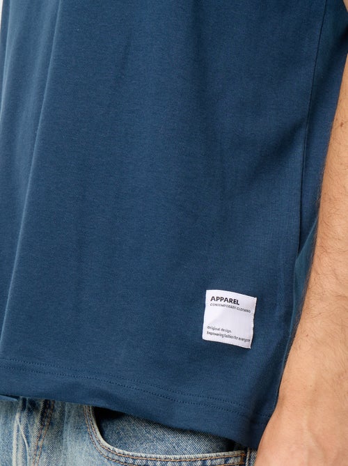 T-shirt de algodão com gola redonda - Kiabi