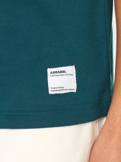 T-shirt de algodão com gola redonda - Kiabi