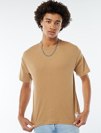 T-shirt de algodão com gola redonda