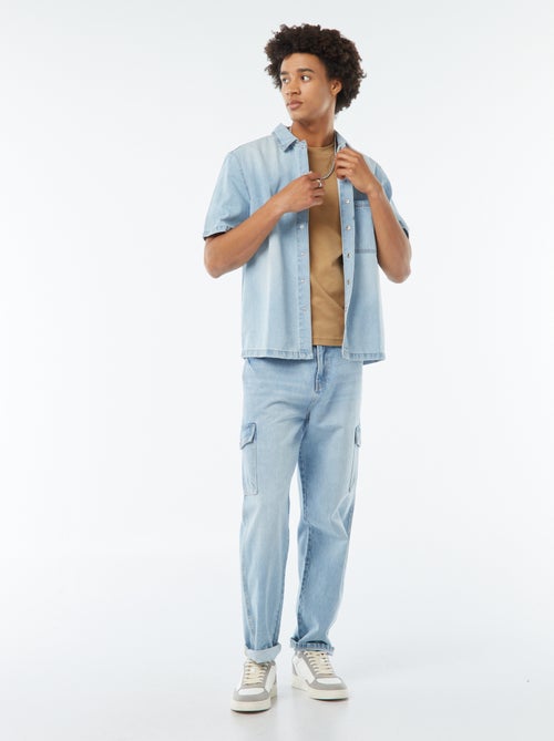 T-shirt de algodão com gola redonda - Kiabi