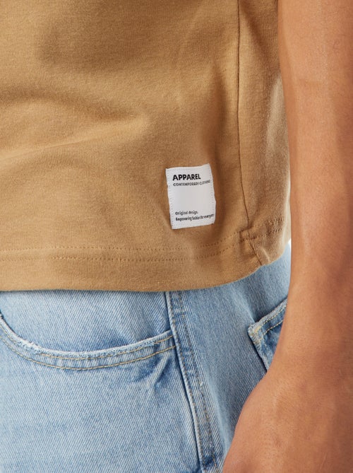 T-shirt de algodão com gola redonda - Kiabi