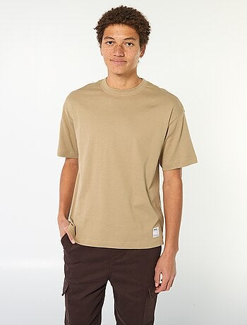 T-shirt de algodão com gola redonda