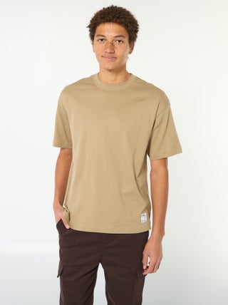 T-shirt de algodão com gola redonda