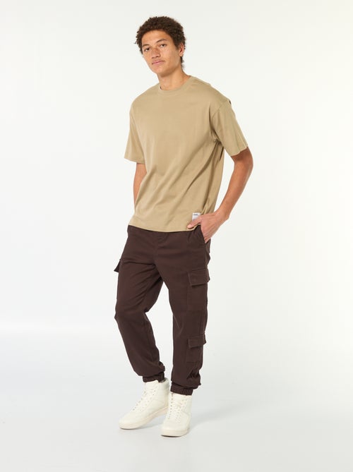 T-shirt de algodão com gola redonda - Kiabi