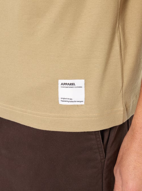 T-shirt de algodão com gola redonda - Kiabi