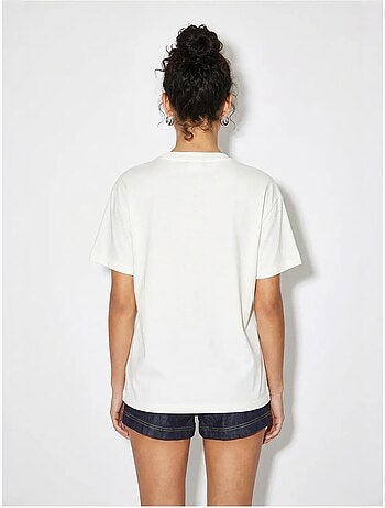 T-shirt de algodão com gola redonda bordada lucci