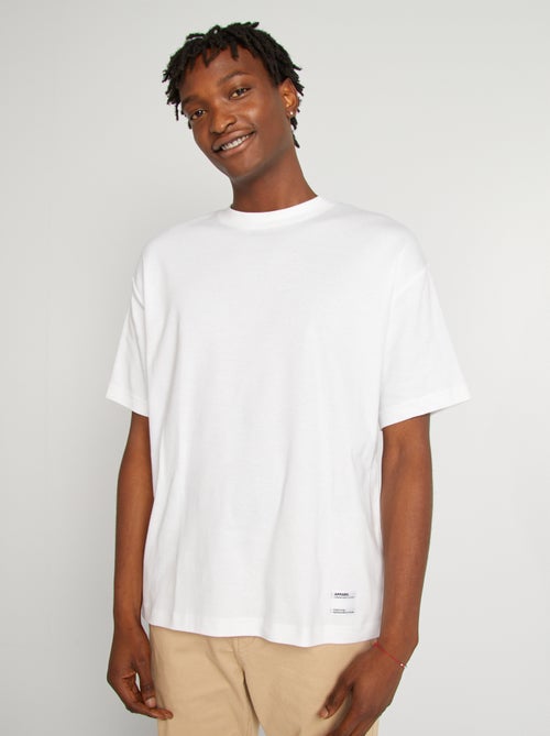 T-shirt de algodão com gola redonda - Kiabi