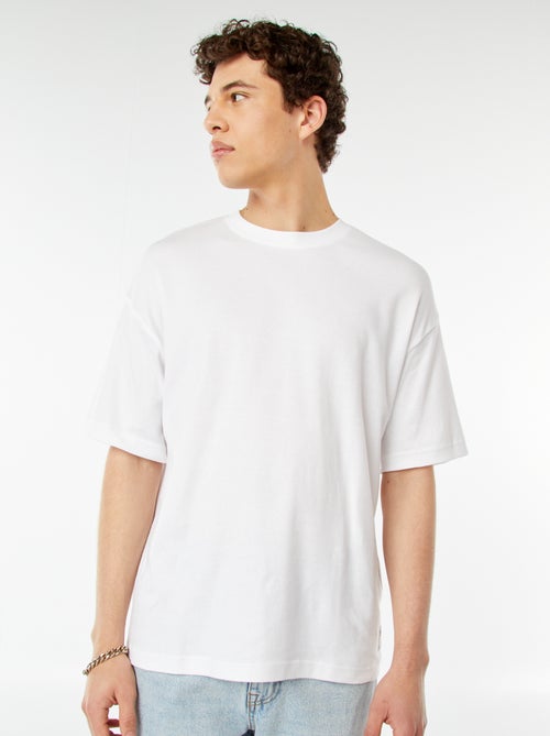 T-shirt de algodão com gola redonda - Kiabi