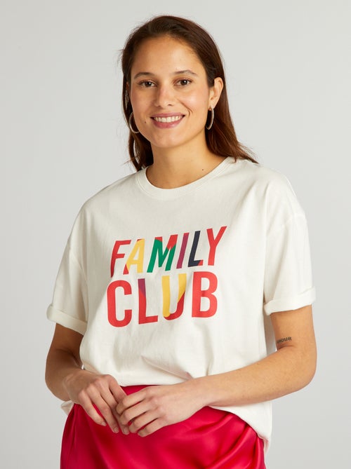 T-shirt de algodão com gola redonda - Kiabi