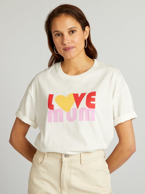T-shirt de algodão com gola redonda - Kiabi