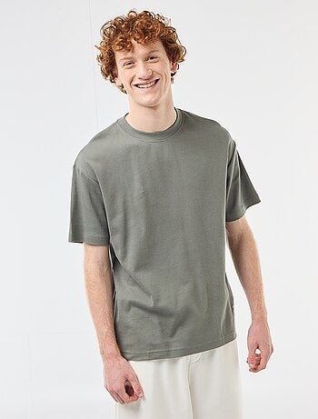 T-shirt de algodão com gola redonda