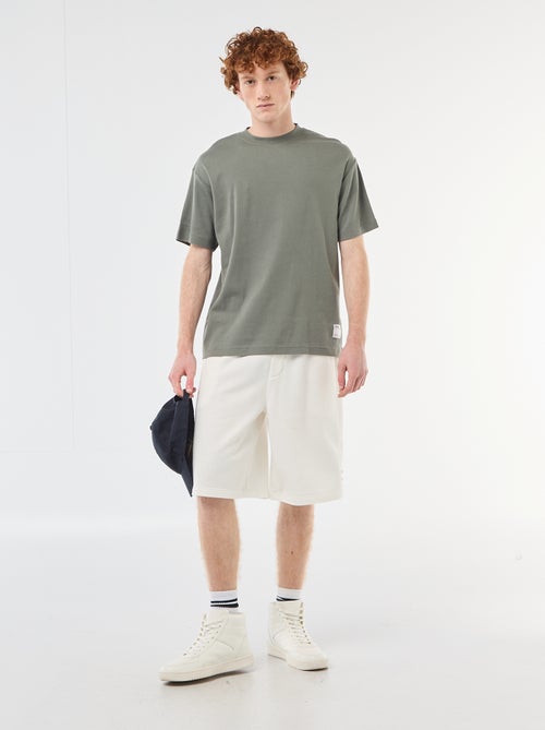 T-shirt de algodão com gola redonda - Kiabi