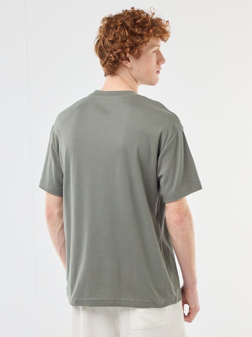 T-shirt de algodão com gola redonda - Kiabi