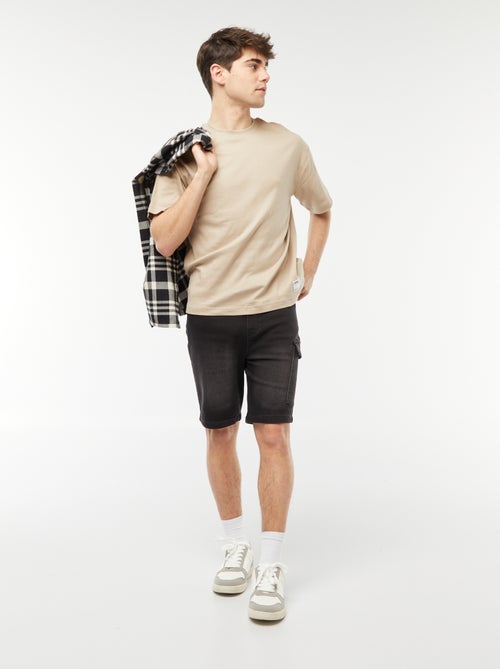 T-shirt de algodão com gola redonda - Kiabi