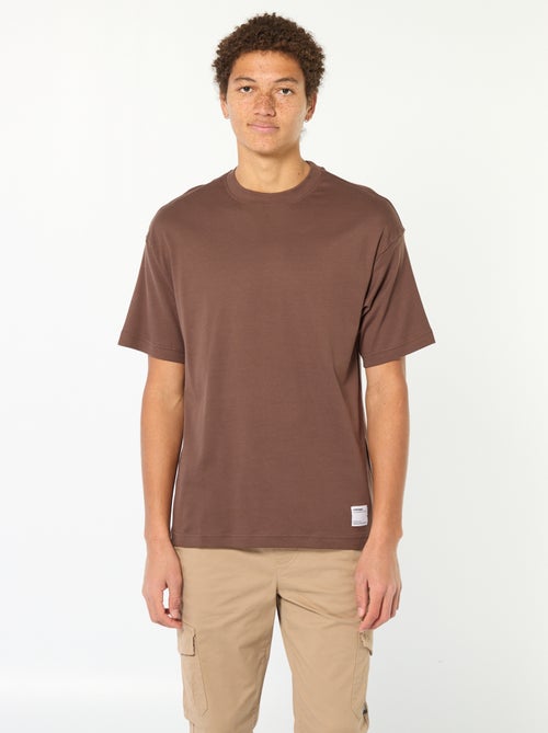 T-shirt de algodão com gola redonda - Kiabi