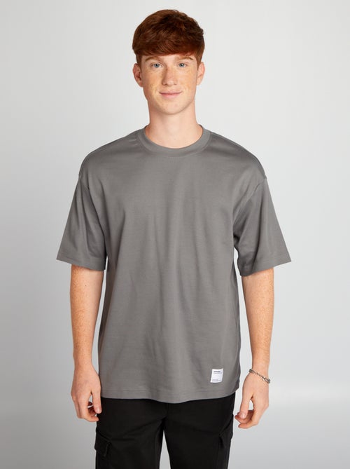 T-shirt de algodão com gola redonda - Kiabi