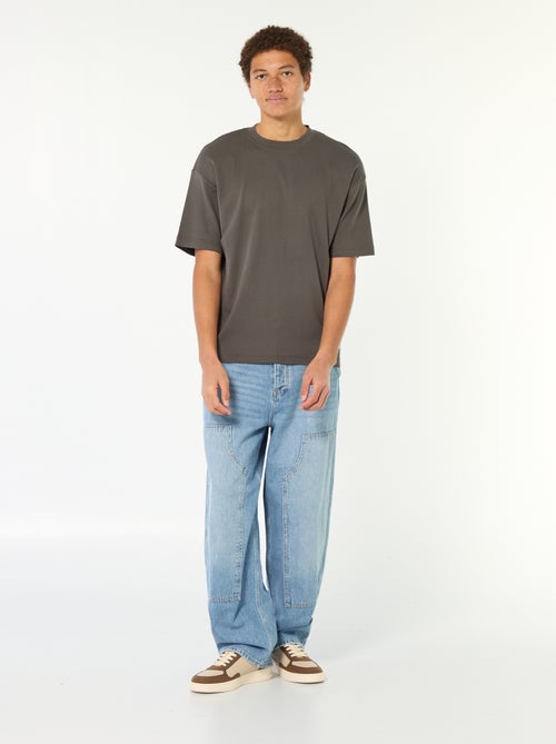 T-shirt de algodão com gola redonda - Kiabi