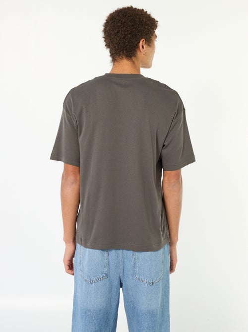 T-shirt de algodão com gola redonda - Kiabi