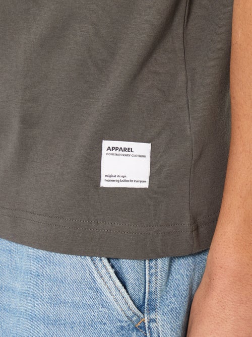 T-shirt de algodão com gola redonda - Kiabi