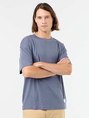 T-shirt de algodão com gola redonda