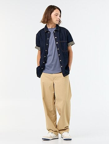 T-shirt de algodão com gola redonda
