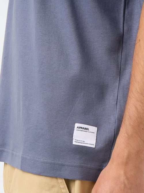 T-shirt de algodão com gola redonda - Kiabi