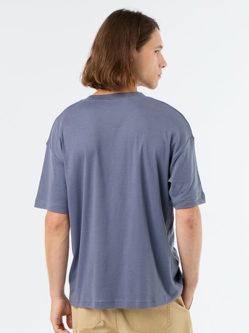 T-shirt de algodão com gola redonda - Kiabi