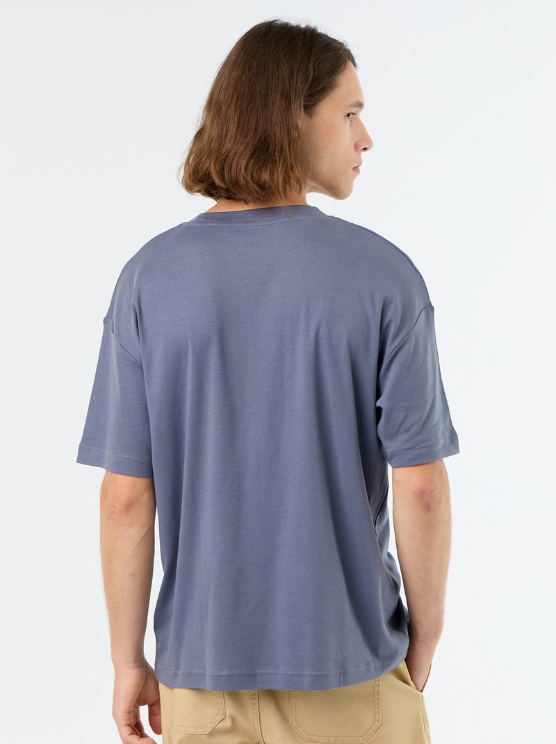 T-shirt de algodão com gola redonda Cinza - Kiabi
